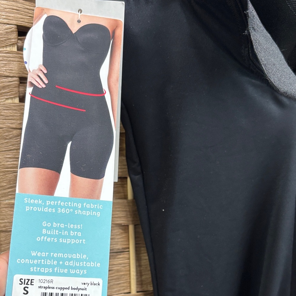 SPANX Black Strapless Shapewear Bodysuit Assets By Spanx NWT